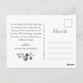 Elegant Eucalyptus Sunflowers FOTO Vielen Dank Postkarte (Rückseite)