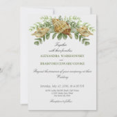 Elegant Eucalyptus und Seashell Wedding Einladung (Vorderseite)