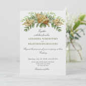 Elegant Eucalyptus und Seashell Wedding Einladung (Stehend Vorderseite)