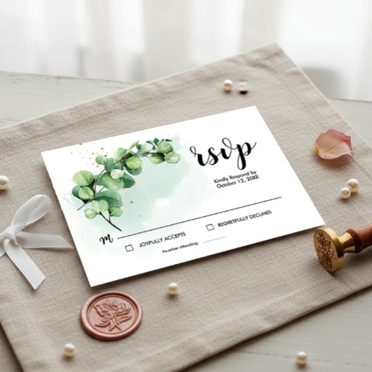 Elegant Eucalyptus Verlasse Greenerity Wedding RSV RSVP Karte