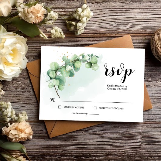 Elegant Eucalyptus Verlasse Greenerity Wedding RSV RSVP Karte