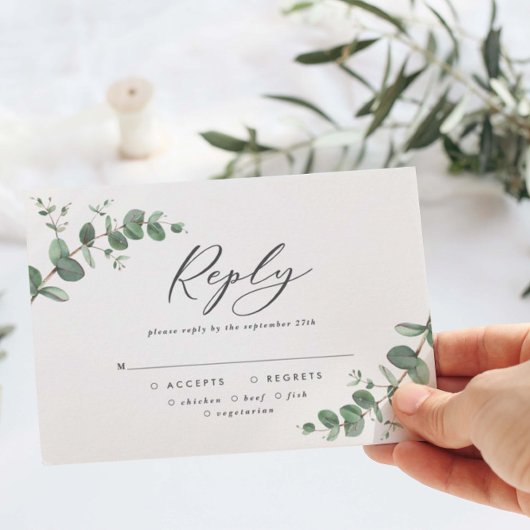 Elegant Eucalyptus Verlasse Greenerity Wedding RSV RSVP Karte