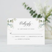 Elegant Eucalyptus Verlasse Greenery RSVP Card Karte (Stehend Vorderseite)