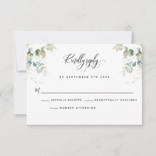 Elegant Eucalyptus Verlasse Greenery RSVP Card Karte