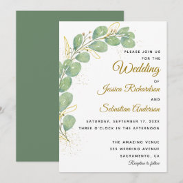 Elegant Eucalyptus Verlasse Grüne Hochzeit Einladung