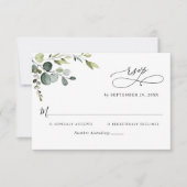 Elegant Eucalyptus Verlasse Grüne Hochzeit RSVP Karte (Vorderseite)