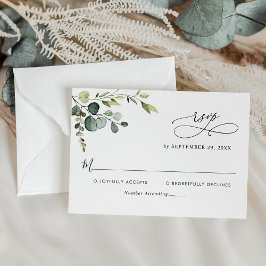 Elegant Eucalyptus Verlasse Grüne Hochzeit RSVP Karte