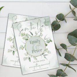 Elegant Eucalyptus Verlasse Grüne Hochzeit Save The Date