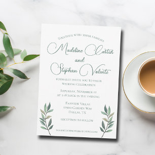 Elegant Eucalyptus Verlasse Grüne Moderne Hochzeit Einladung