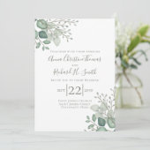 Elegant Eucalyptus Verlasse Grünfoliage Einladung (Stehend Vorderseite)