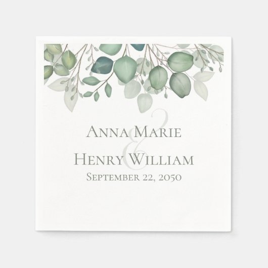 Elegant Eucalyptus Verlasse Grünfoliage Serviette (Vorderseite)