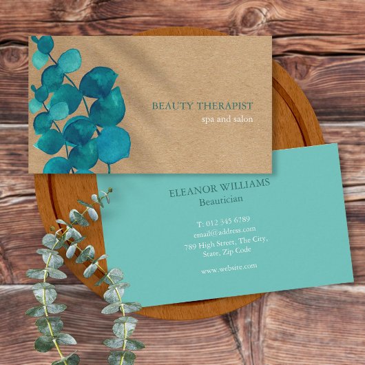Elegant Eucalyptus Verlasse Rustic Kraft Visitenkarte
