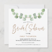 Elegant Eucalyptus Verlasse Skript-Brautparty Einladung (Vorderseite)