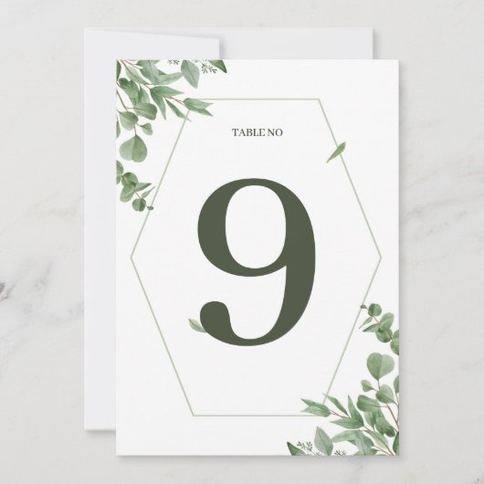 Elegant Eucalyptus Verlasst Tischnummern (Vorderseite)