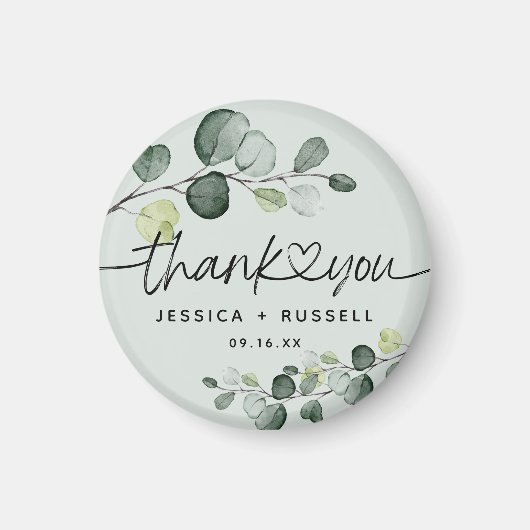 Elegant Eucalyptus Vielen Dank für Ihre Hochzeit Magnet (Vorne)