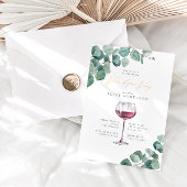 Elegant Eucalyptus Vino Before Vows Brautparty Einladung