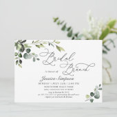 Elegant Eucalyptus Watercolor Bridal Brunch Einladung (Stehend Vorderseite)