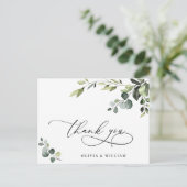 Elegant Eucalyptus Watercolor Floral Danke QR Postkarte (Stehend Vorderseite)