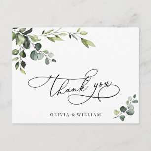 Elegant Eucalyptus Watercolor Floral Vielen Dank Postkarte
