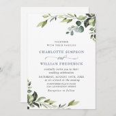 Elegant Eucalyptus Watercolor Grüne Hochzeit Einladung (Vorne/Hinten)