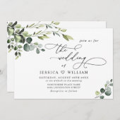 Elegant Eucalyptus Watercolor Grüne Hochzeit Einladung (Vorne/Hinten)