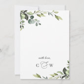 Elegant Eucalyptus Watercolor Grüne Hochzeit Einladung (Rückseite)