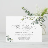 Elegant Eucalyptus Watercolor Grüne Hochzeit Einladung (Stehend Vorderseite)