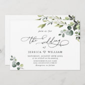 Elegant Eucalyptus Watercolor Grüne Hochzeit Einladung (Vorne/Hinten)