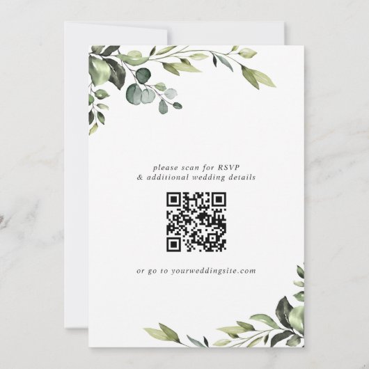 Elegant Eucalyptus Watercolor Grüne Hochzeit Einladung (Rückseite)