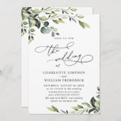 Elegant Eucalyptus Watercolor Grüne Hochzeit Einladung (Vorne/Hinten)