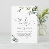 Elegant Eucalyptus Watercolor Grüne Hochzeit Einladung (Stehend Vorderseite)