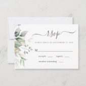 Elegant Eucalyptus Watercolor Grüne Hochzeit RSVP Karte (Vorderseite)