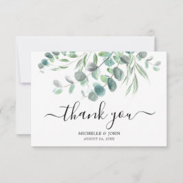 Elegant Eucalyptus Watercolor Name Wedding Dankeskarte