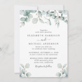 Elegant Eucalyptus Watercolor QR Code Wedding Einladung (Vorderseite)