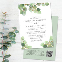 Elegant Eucalyptus Watercolor QR Code Wedding