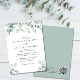 Elegant Eucalyptus Watercolor QR Code Wedding Einladung