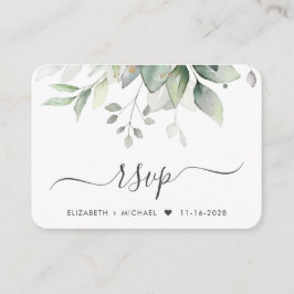 Elegant Eucalyptus Watercolor QR Code Wedding RSVP Begleitkarte