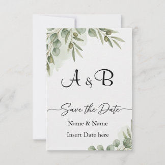 Elegant Eucalyptus Watercolor "Save the Date" Mono Save The Date