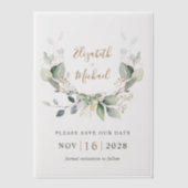 Elegant Eucalyptus Watercolor Save the Date Pergament Einladungen (Vorderseite)