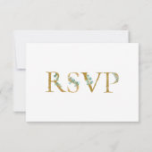 Elegant Eucalyptus Watercolor Schwarzes Skript Hoc RSVP Karte (Rückseite)