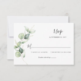 Elegant Eucalyptus Watercolor Script Wedding RSVP Karte