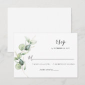 Elegant Eucalyptus Watercolor Script Wedding RSVP Karte (Vorne/Hinten)