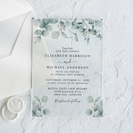 Elegant Eucalyptus Watercolor Wedding Acryleinladungen