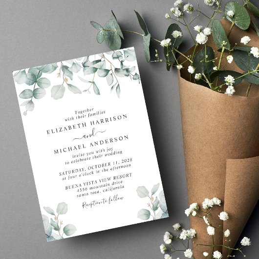 Elegant Eucalyptus Watercolor Wedding Einladung