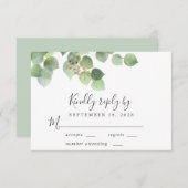 Elegant Eucalyptus Watercolor Wedding RSVP Karte (Vorne/Hinten)