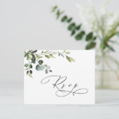 Elegant Eucalyptus Watercolor Wedding RSVP Postkarte (Stehend Vorderseite)