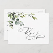 Elegant Eucalyptus Watercolor Wedding RSVP Postkarte (Vorne/Hinten)