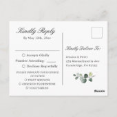 Elegant Eucalyptus Watercolor Wedding RSVP Postkarte (Rückseite)