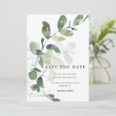 Elegant Eucalyptus Watercolor Wedding Save The Date (Stehend Vorderseite)