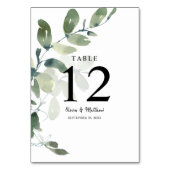 Elegant Eucalyptus Watercolor Wedding Tischnummer (Rückseite)